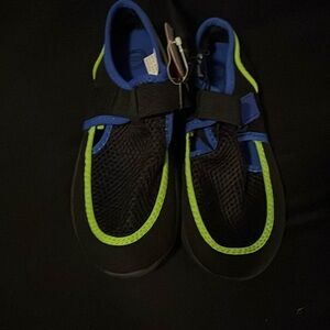 Kids black, green and blue water shoes